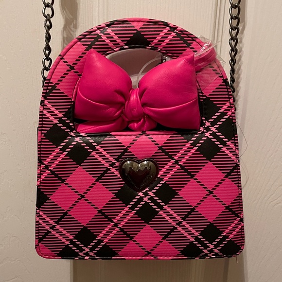 Betsey Johnson Pink Plaid Shoulder Bag - Picture 4 of 8